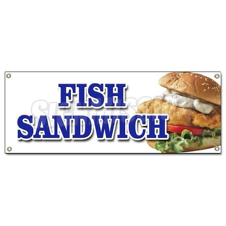 Signmission FISH SANDWICH BANNER SIGN haddock cod fresh deep fried beer battered B-Fish Sandwich